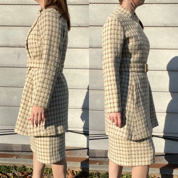 SIZE S | Vintage  3 Piece Matching Jacket Belt and Skirt Set - Picture 3 of 5